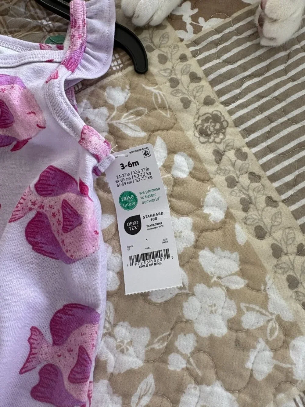 Carter's Child of Mine Baby Girl Purple Fish Romper Size 3-6 Months